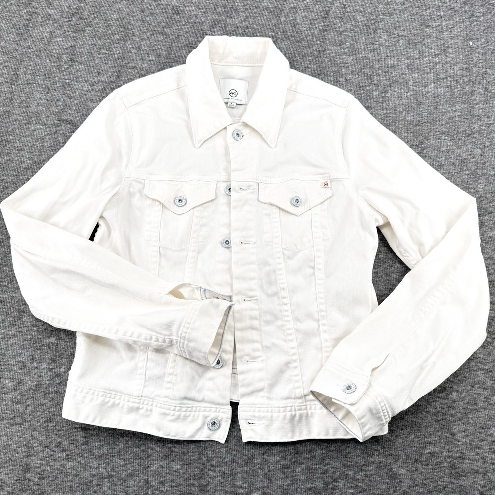 AG Adriano Goldschmied‎ Trucker Jacket Womens L Large White Denim Jean USA